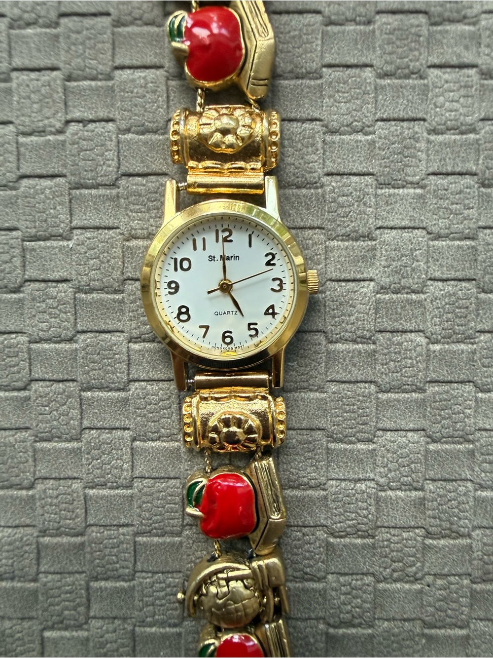 St. Morin Gold-tone Teacher Apple‎ Link Quartz Watch